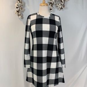 Black  and White Buffalo Plaid Dress